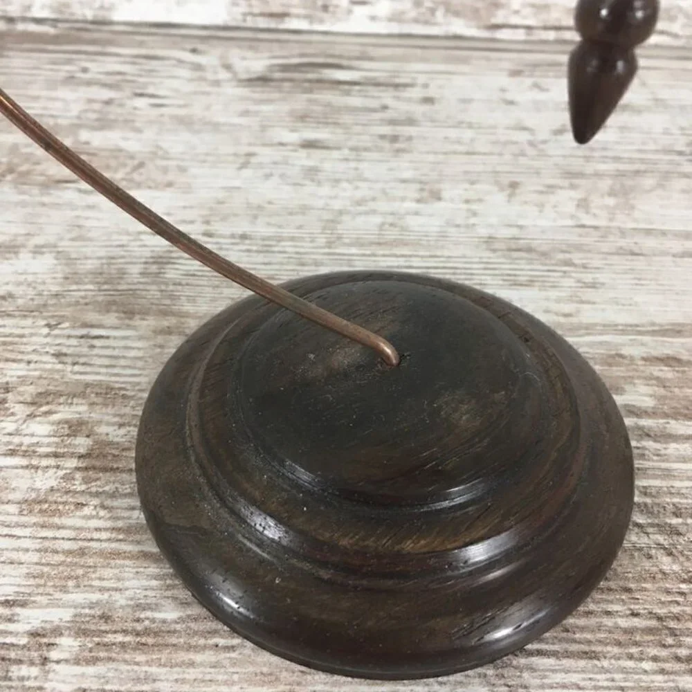 Vintage Hand-Turned Wood Birdhouse Ornament with Stand Folk Art